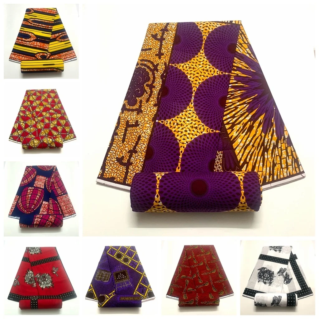 

6 Yards/Lot High Quality Ankara African Prints Batik Wax Fabric DIY Sewing Patchwork African Dress tissus Clothing Decoration