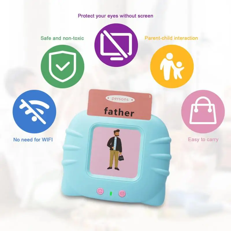 

English Cards Children Literacy Enlightenment Kids Words Study Toys Puzzle Rechargeable Audio Story Machine Birthday Gift