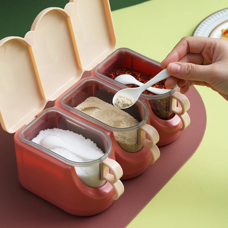 

Cover Holder Spice Jar Set No Drip Dispenser Plastic Salt Cube Spice Jars Drawer Porta Condimentos Dining Table Tools OC50TL
