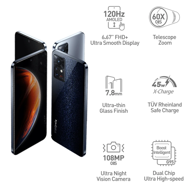 Najtaniej Infinix ZERO X PRO 8GB 128GB 6.67 ''wyświetlacz Smartphone Helio G95 120Hz Częstotliwość Odświeżania Kamera 108MP 45W Super ładowanie