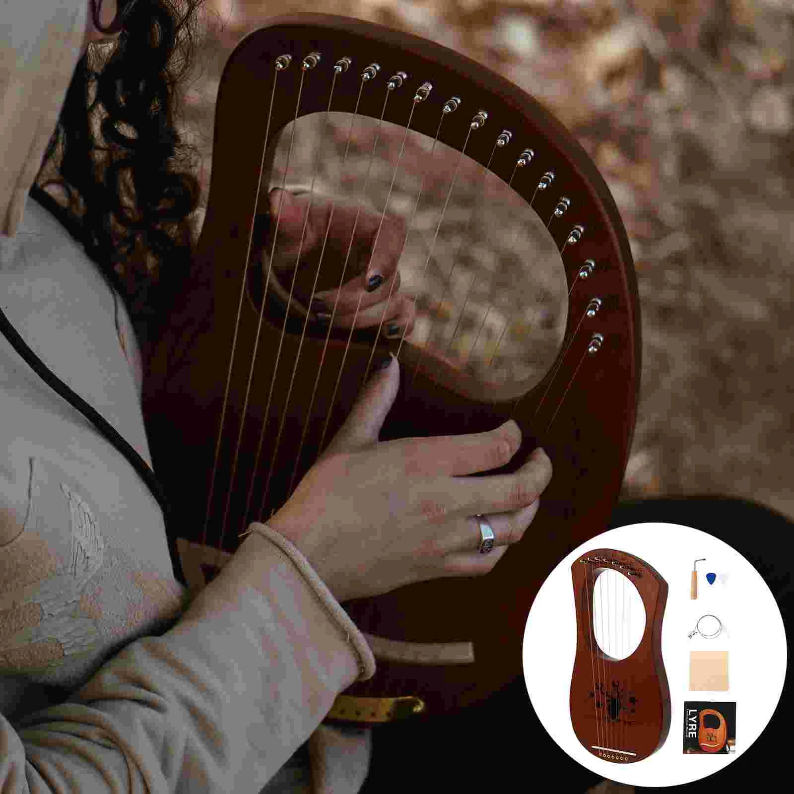 

1 Set Delicate 7 Strings Instrument Wooden Harp Musical Instrument for Adult