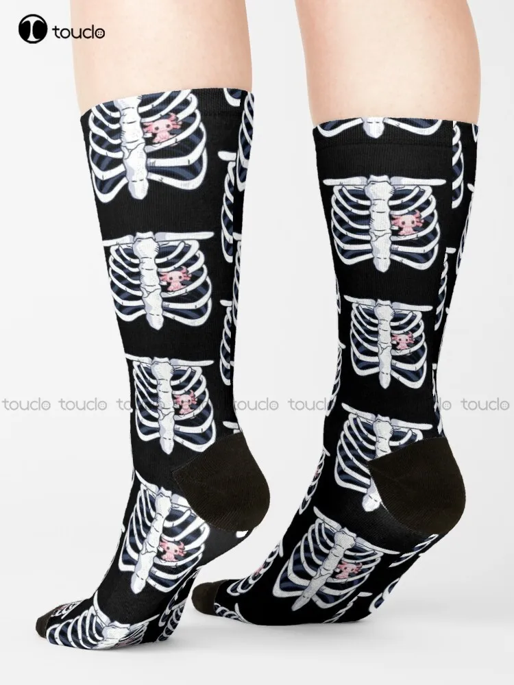 

Axolotl Heart Fan Skeleton Chest Costume Carnival Halloween Socks Mens Funny Socks Creative Funny Socks Street Skateboard Socks