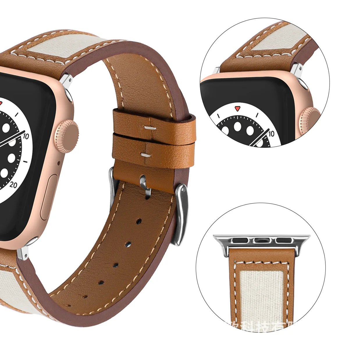 Apple Watch Leather Canvas Strap Contrast Strap enlarge