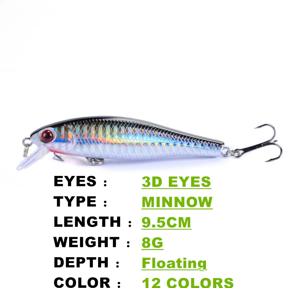 1PCS 8.5cm 9.2g  Minnow Fishing Lures 3D Eyes Artificial Hard Bait Pesca Floating Wobbler Crankbaits Carp Bass Tackle Wholesale