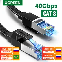 UGREEN-Cable Ethernet CAT8 40gbps 2000MHz CAT 8, Cable Lan de Internet trenzado de algodón para portátiles, enrutador PS 4, RJ45