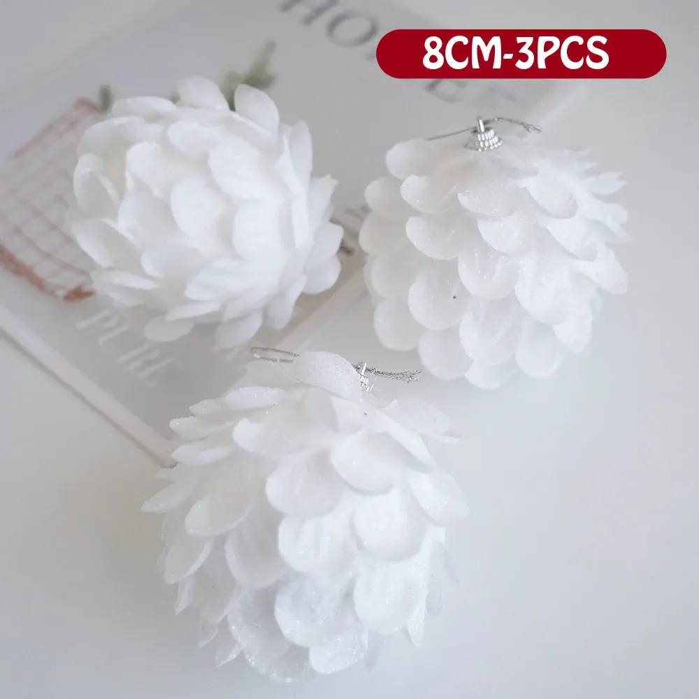 

Набор из 3 белых рождественских шаров 8 см