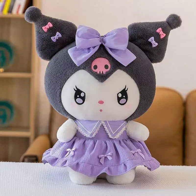 Фото Мягкая подушка-обнимашка Kuromi My Melody для детей, милая мультяшная кукла, подушка для дивана, прикроватная подушка для спальни, кукла-обнимашка с бантом для девочек, детский подарок №4
