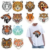 polymorphic tiger head iron on patches diy mens t shirt hoodie canvas bag decorative accessories animal print heat transfer