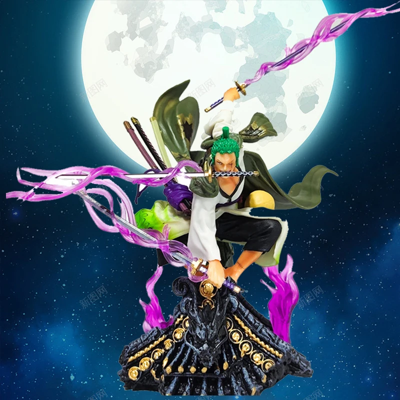 

Hot One Piece Action Anime Figure Kimono Roof Roronoa Zoro Three-Knife Fighting Skill Anime Model Decorations PVC Toy Gift