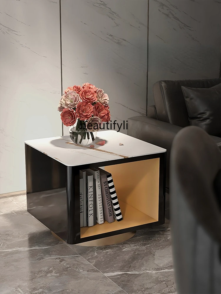 

zqSofa Side Table Light Luxury Corner Table Bedside Table Marble Small Square Table Nordic Living Room Side Cabinet