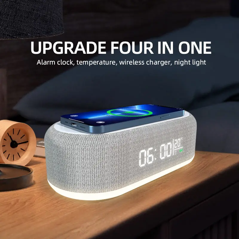 Time Led Light Thermometer Earphone Phone Charger 15w Fast Charging Dock Station For Iphone Samsung