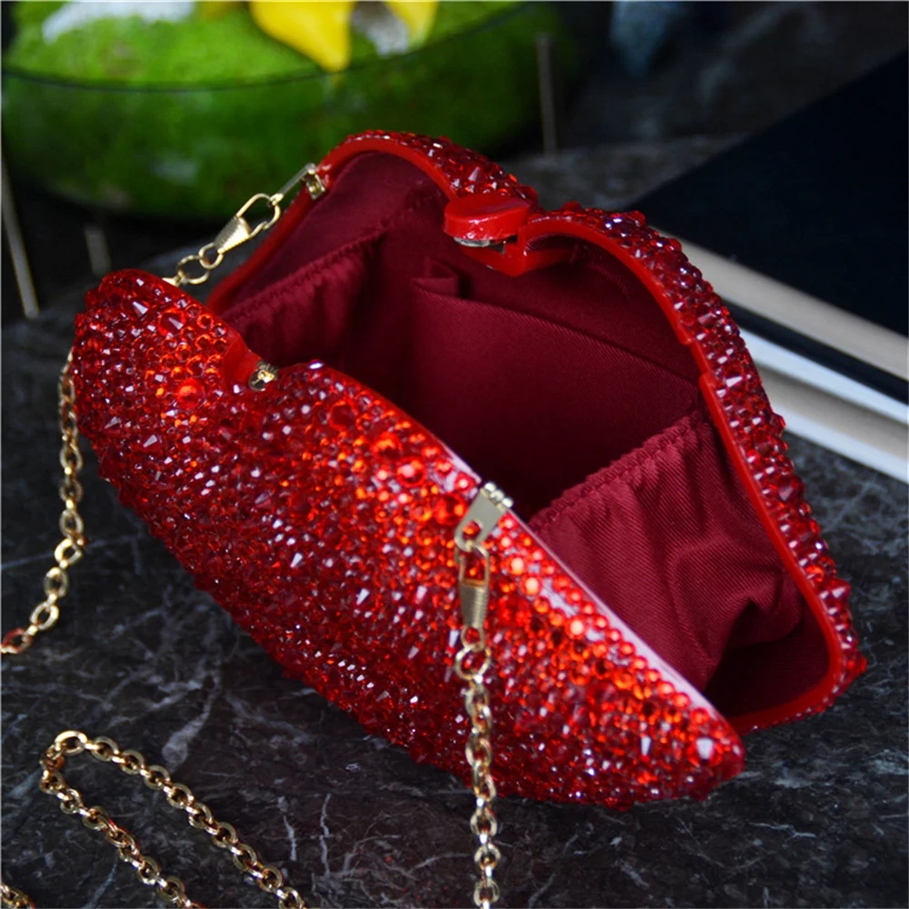 Luxury Dinner Bag Diamond-encrusted Nightclub Hand Party Rhinestone Bag Acrylic Iip Chain Dinner Shoulder Bag Cross-body Bag