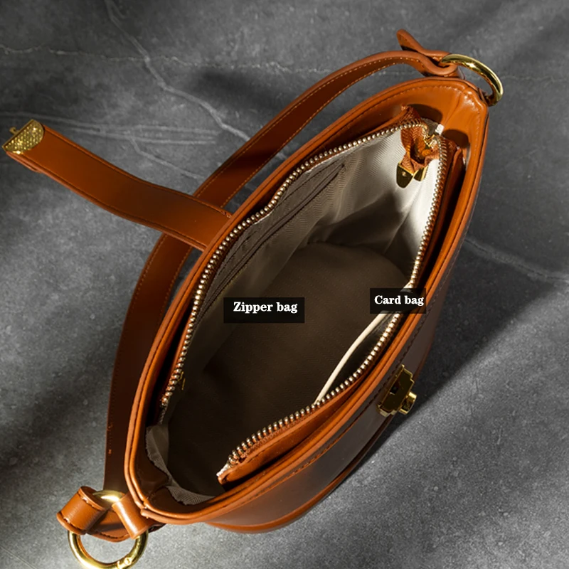 2023 New High Capacity Genuine Leather Tote Bag, niche bucket bag, high-end commuting cowhide single shoulder diagonal cross bag