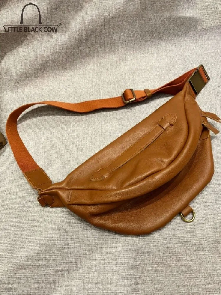 

Handmade Genuine Leather Hobos Bag Women Single Shoulder Bags Unisex Handbag Harajuku Casual Vintage Saddle Bags Messenger Bag