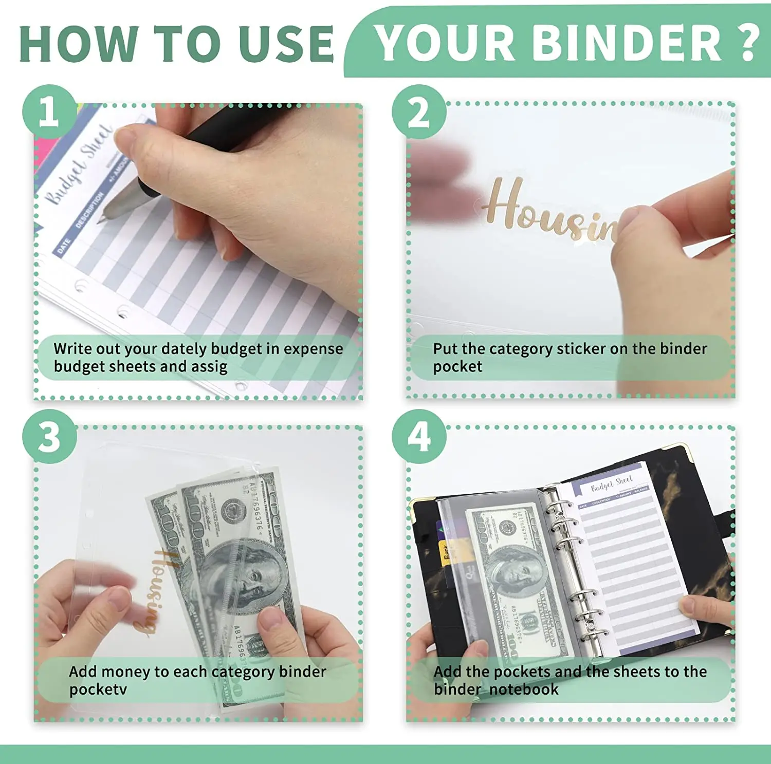 Мраморный Ежедневник формата A6 дневные конверты для наличных многоразовый