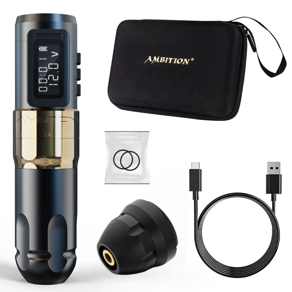 

2.0-4.0mm Adjustable Stroke Wireless Tattoo Pen Machine LCD Display 1800mAh Tattoo Battery Pen Machine with RCA Converter