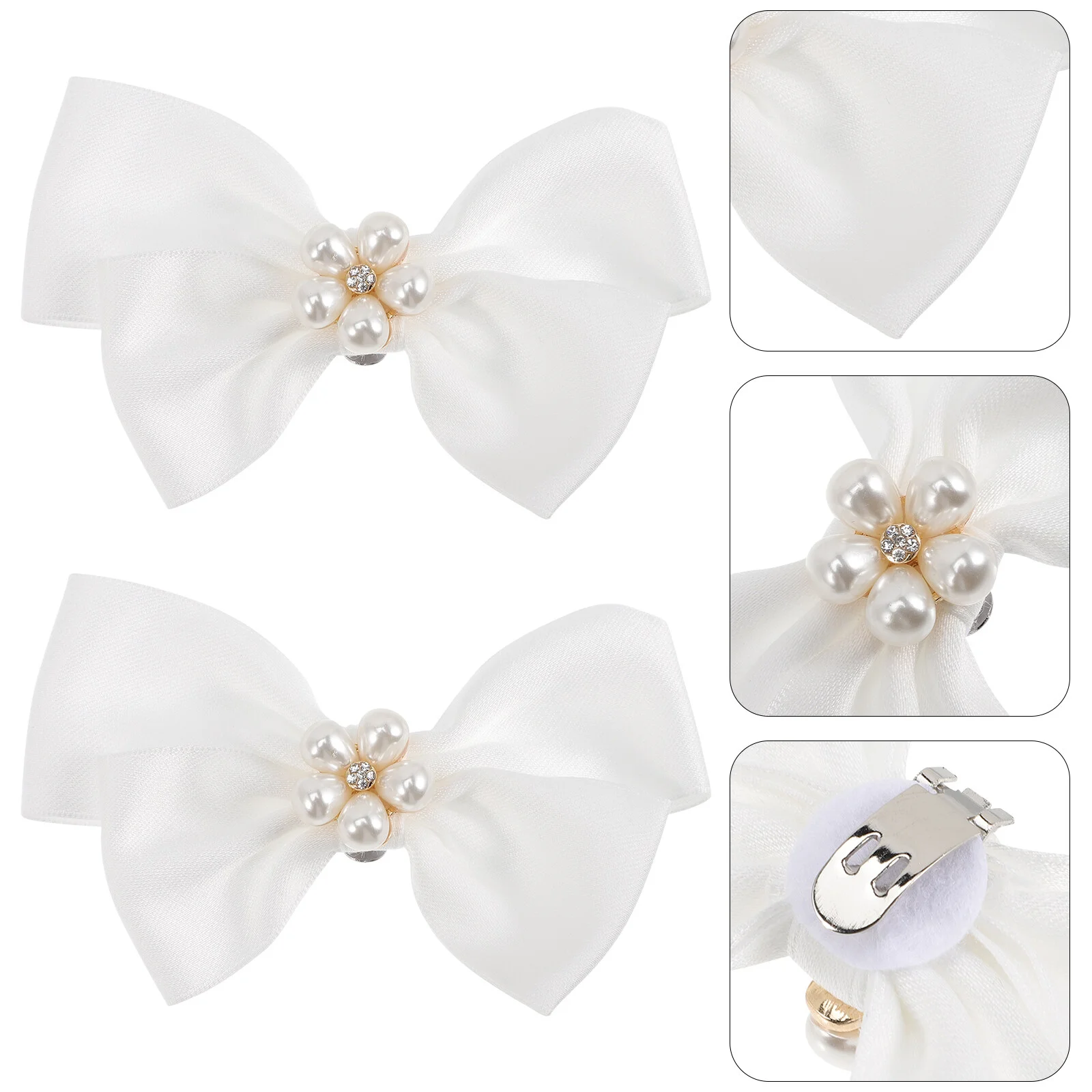 

1 Pair Wedding Big Bow White Pearls Pearls Shoe Buckle Women Shoes Jewelry Gift