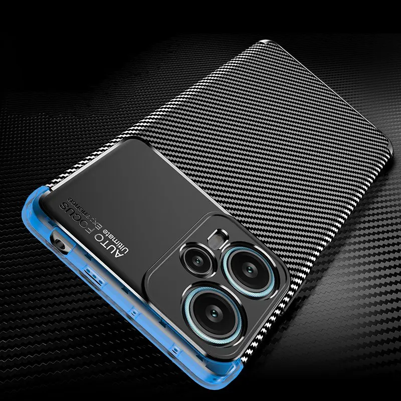 For Poco F5 Case Cover For Xiaomi Poco F5 Coque Shell Fundas Luxury Business Soft Carbon Fiber Protective Phone Case Poco F5