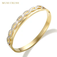 muse crush luxury shiny crystal bangle stainless steel cz cubic zirconia bracelet bangles for women wedding engagement jewelry