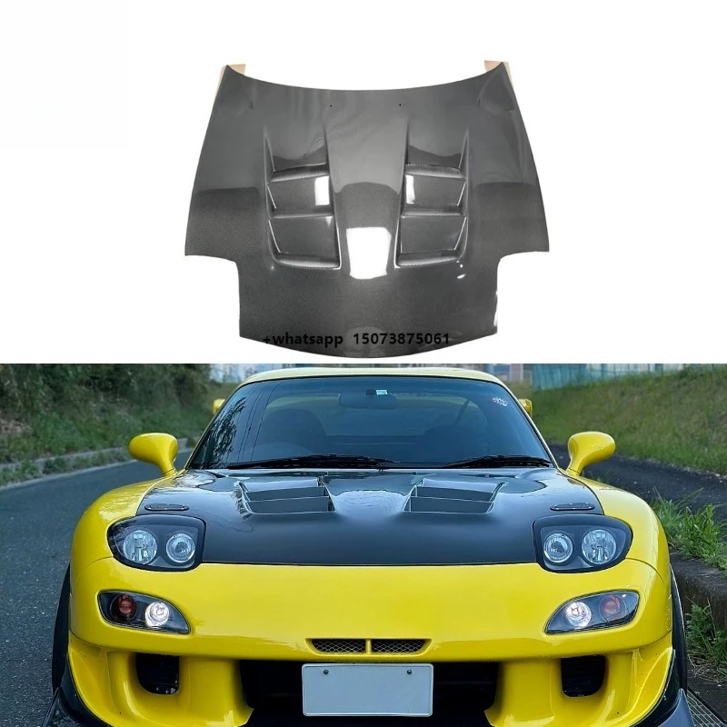 Фото Новый капот RE Style из высококачественного карбона для RX7-FD RX7 FD3S, установка на винтах, 100% совместимость №1