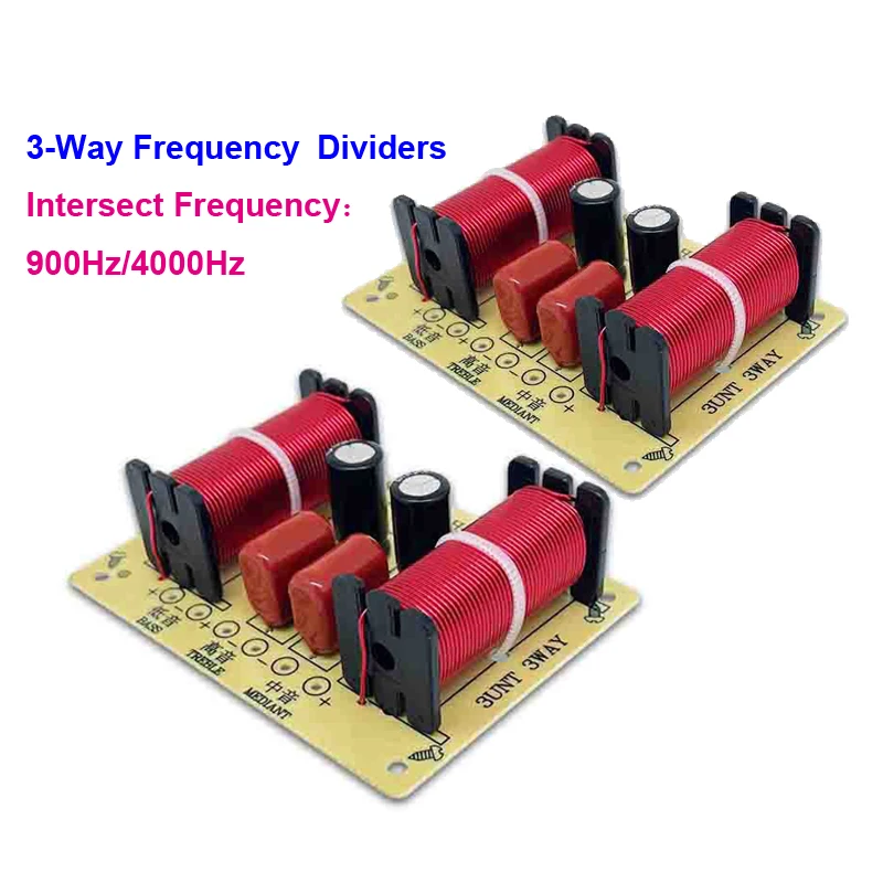 2PCS 150W 3Way Audio Hifi Filter Circuit Board Stereo Speaker Crossover Filters 900Hz/4000Hz 3 Unit Frequency Dividers |