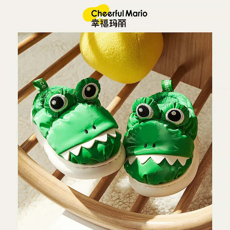 

Winter Kids Slippers Solid Candy Color LAMBS WOOL Indoor Shoes for Boys Toddler Girls Soft Warm Non Slip Floor Children Shoes