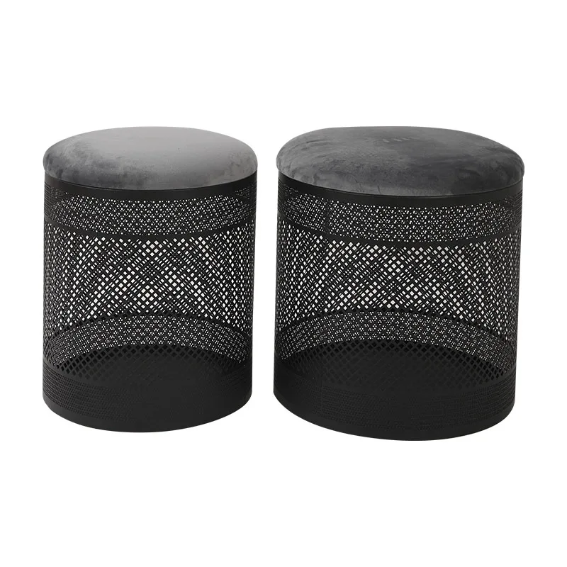 

High Quality Stainless Steel Base Velvet Fabric Latest factory custom modern metal ottoman set of 2 living room velvet stool
