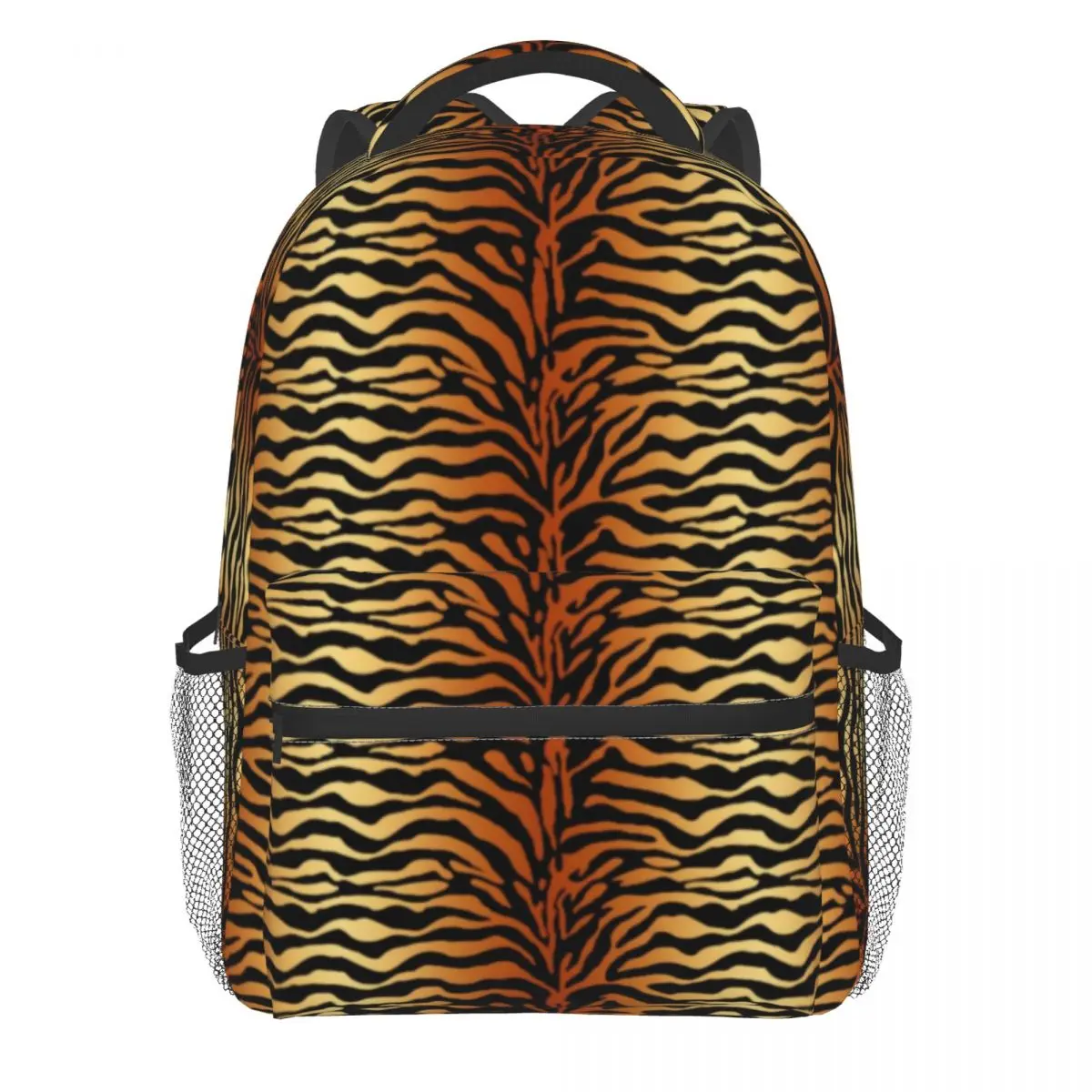 

Tiger Print Backpack Animal Black Stripes Travel Backpacks Gril Elegant School Bags Design Soft Rucksack