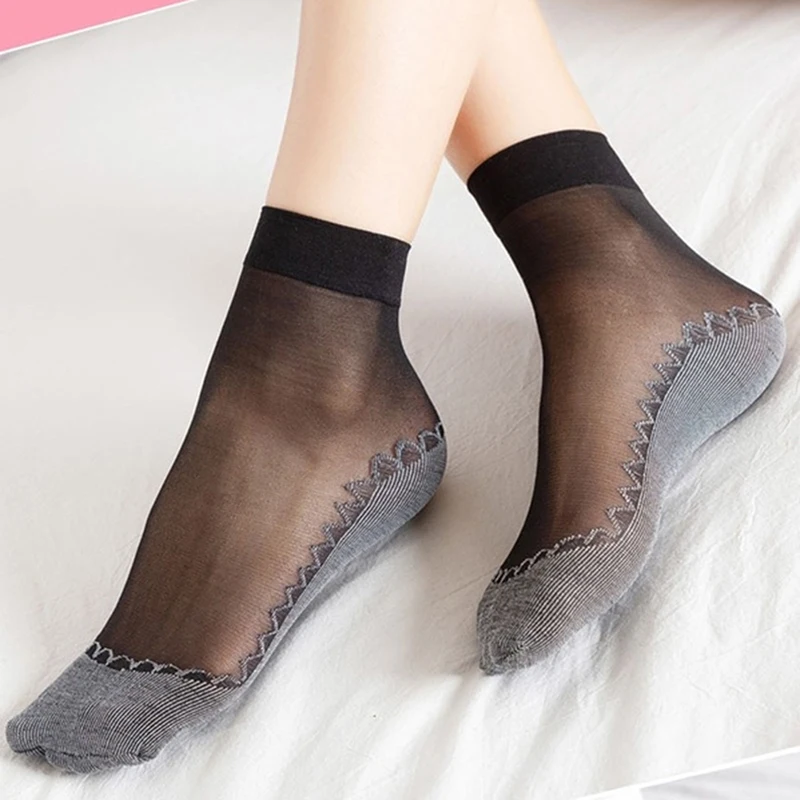 

1Pairs High Quality Women Socks Velvet Silk Spring Summer Socks Breathable Soft Cotton Bottom Wicking Slip-resistant Short Sock