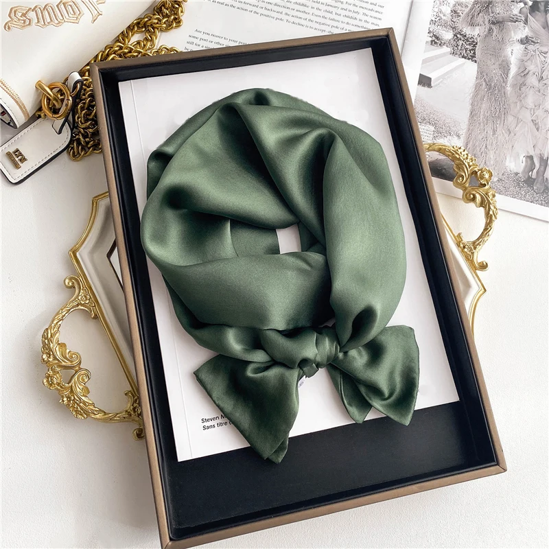 Роскошный брендовый однотонный 100% Шелковый Искусственный шарф повязка для волос