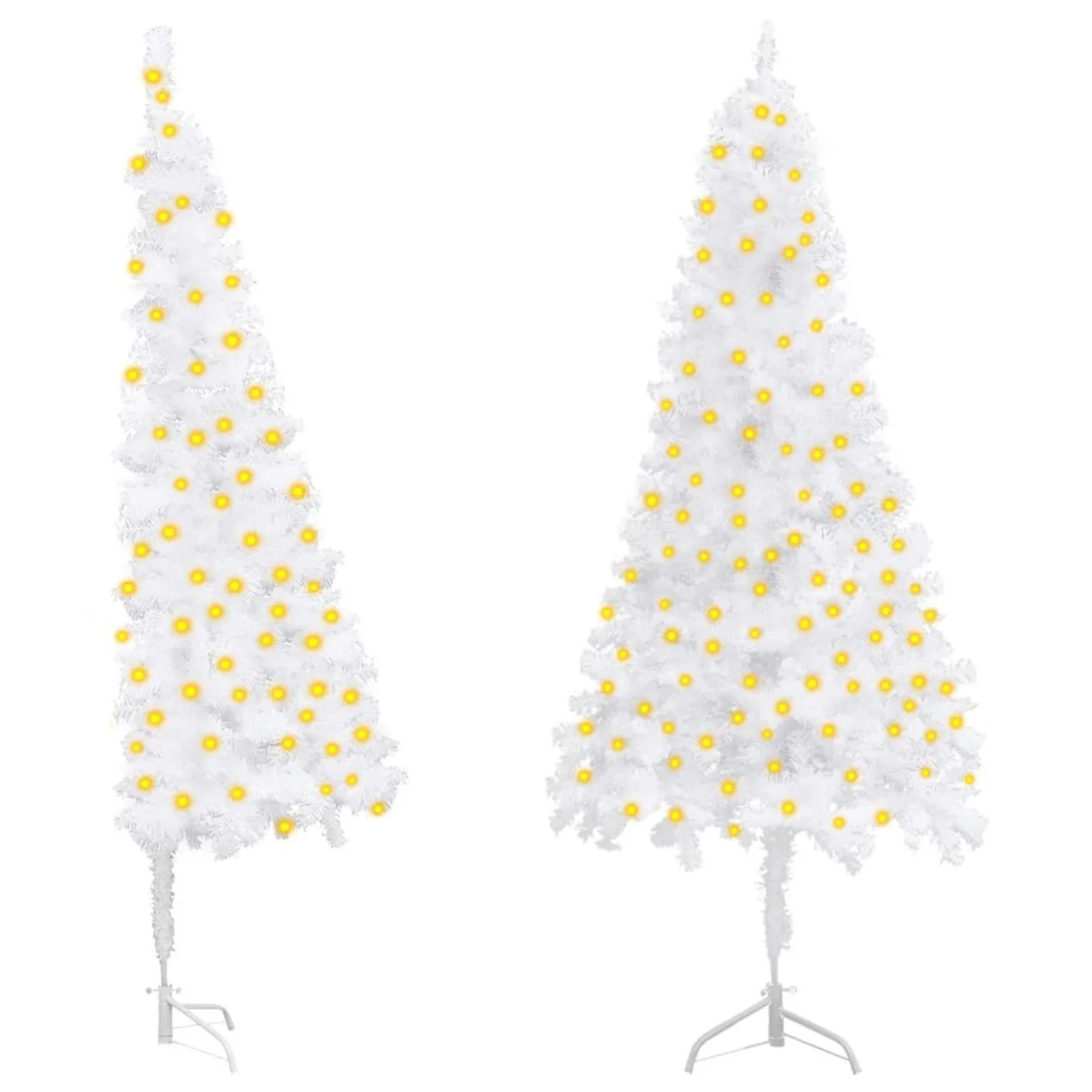 

Corner Artificial Christmas Tree with LEDs White 70.9" PVC
