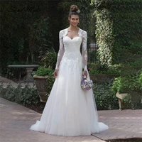 sexy illusion a line wedding dress for women white lace applique bridal gown sweetheart long sleeves bridal dress robe de mari%c3%a9e
