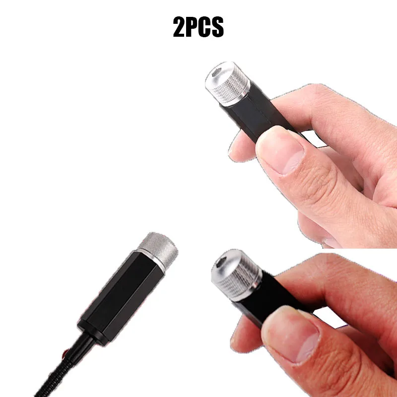 

2Pcs Car Interior Starry Usb Ambient Light Interior Lights Laser Mood Light Car Interior Star Dome Light Car Mood Light