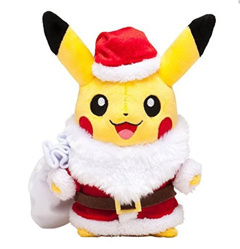 

2022 Christmas Pokemon Figures Plush Toy Pikachu Santa Claus Doll Anime Peripheral Stuffed Doll Animals Peluche Kids Toy Gift