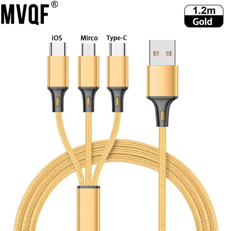 MVQF-Cable Micro USB tipo C 3 en 1 para teléfono móvil, Cable...