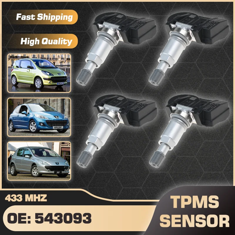 Датчик давления в шинах TPMS 433 МГц для Peugeot 1007 2005-2009 207 2006-2012 307 2003-2007 543093 9673198580