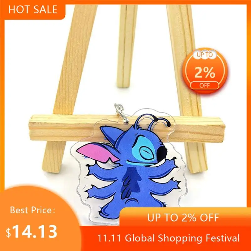

10pcs Stitch Double sided transparent acrylic animation cartoon key chain creative mobile phone peripheral acrylic key ring