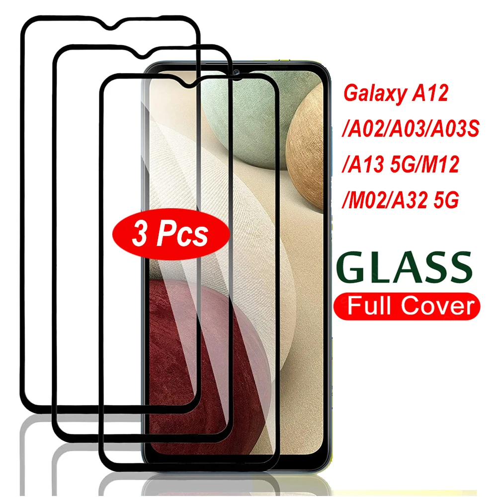 

3Pcs Screen Protector for Samsung Galaxy A12/A02/A03/A03S/A13 5G/M12/M02/A32 5G Tempered Glass HD Full Coverage 9H Hardness Film