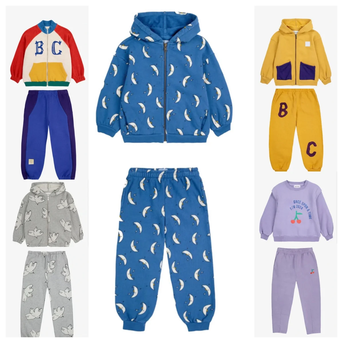 Свитшоты и штаны для мальчиков девочек модель 2024AW BC детская одежда свитеры на