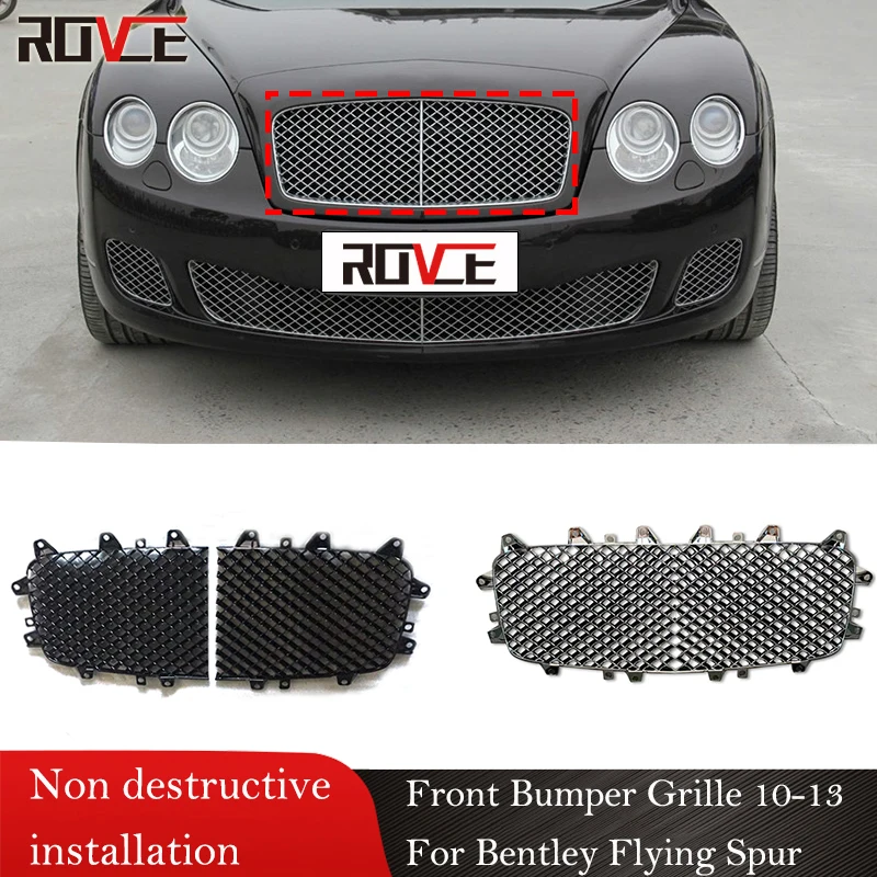 

ROVCE Grille Grid Front Bumper Grille Protector For Bentley Gallop Flying Spur 2010-2013 3W0853683 3W0853684 Car Accessories