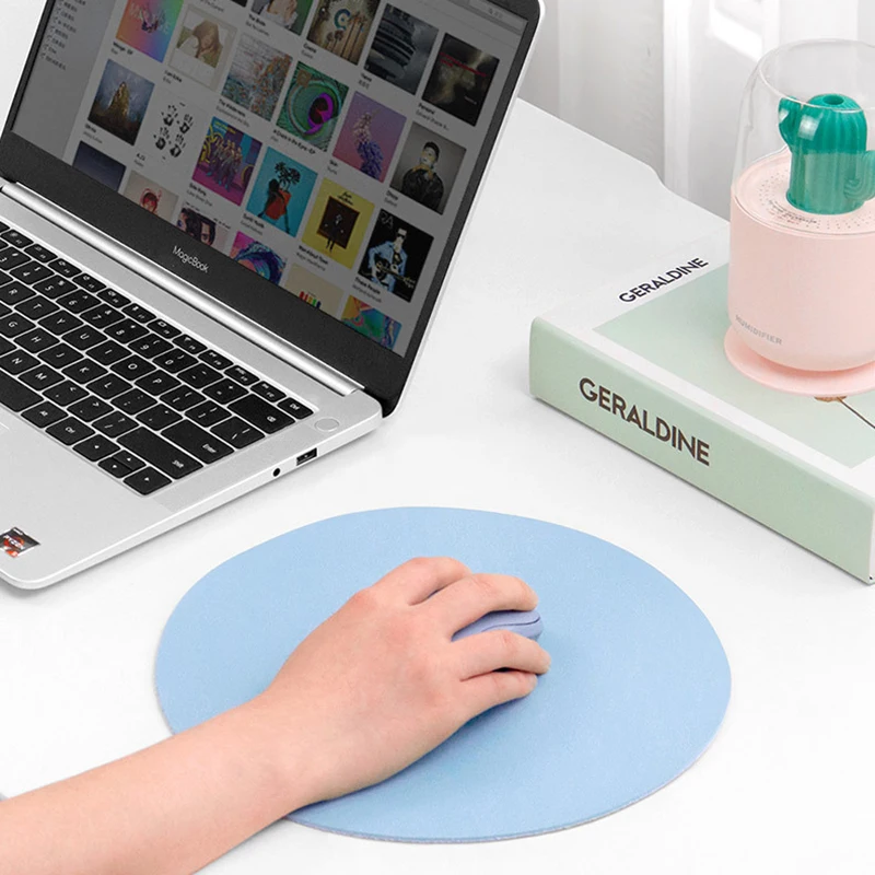 

1Pc Round Mouse Pad Leather Desktop Mats Solid Color Coaster Non-slip Table Pads Waterproof Mat for Keyboard Office Home Supply
