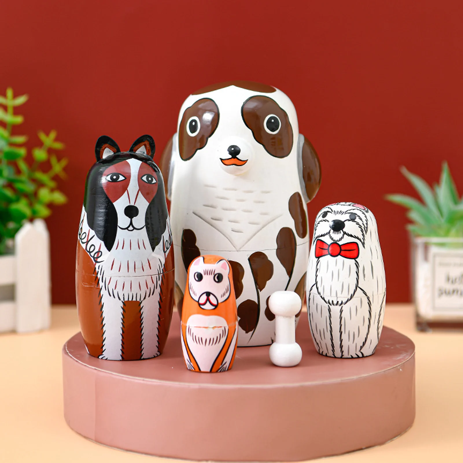 

1 Set Wood Russian Nesting Dolls Matryoshka Dolls Babushka Handmade Animal Pattern For Kids Children
