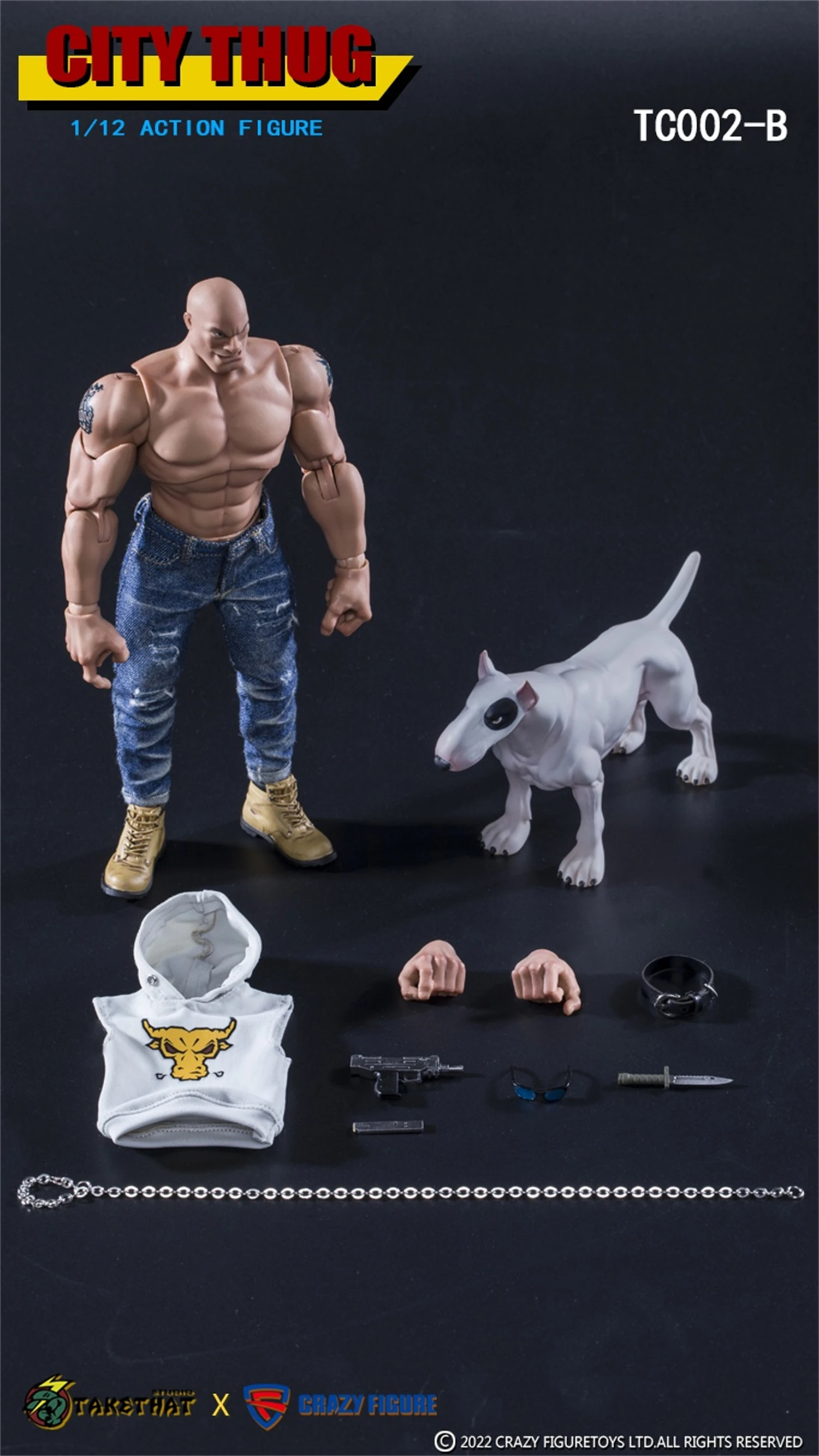 

TAKETHATX CRAZY FIGURE 1/12 TC002B Urban Thugs Action Figure 6inches With Dog