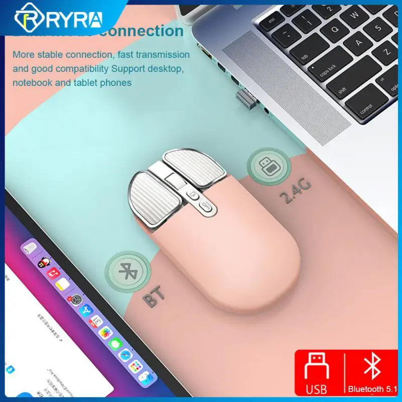 

RYRA New Bluetooth Wireless Mouse Mute Mous Cute Powder Mini Ultra-Thin Single-Mode Battery Silent Gaming Mouse Mice For Pc