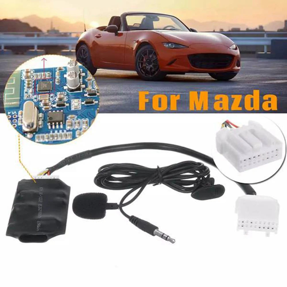 

Автомобильный Bluetooth 5,0 Aux-кабель, микрофон, гарнитура для звонков, адаптер для Mazda M2 M3 M5 M6 семейство 323 Bentium B70