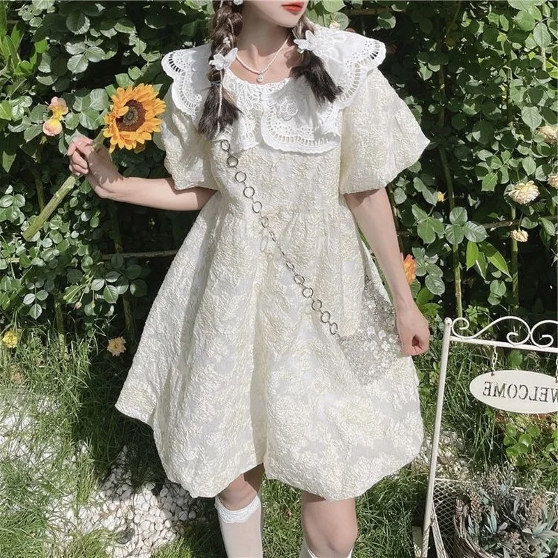 

Милое Платье в стиле Лолиты для женщин, Летнее мини-платье для девочек, Короткие хлопковые платья на день рождения, вечернее женское платье, ...