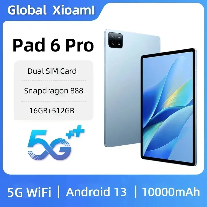 

2023 Original Global Version Tablet Android 13 Pad 6 Pro Snapdragon 888 Tablets PC Dual Sim Card 16GB+512GB 5G WIFI HD 4K Mi Tab