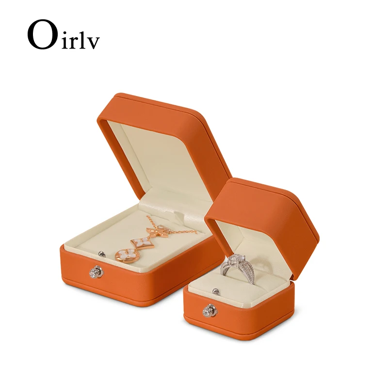 Oirlv Jewelry Box High End Luxury Gift Ring Box Velvet Pendant Necklace Leather Jewelry Gift Boxes For Gift Jewelry Storage Box