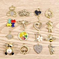 4pcs cute crystal moon star love heart charms for jewelry making animal bear bee charms pendants for diy necklaces earrings gift