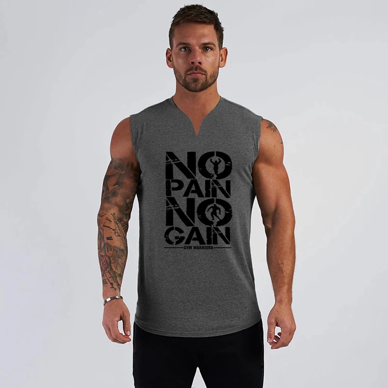 

Gym Clothing Compression Vest Fitness Mens Tank Top Cotton V Neck Bodybuilding Stringer Muscle Singlet Workout Sleeveless Shirt